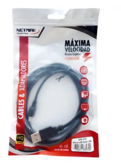 CABLE USB A MICRO USB NETMAK 1.5 mts